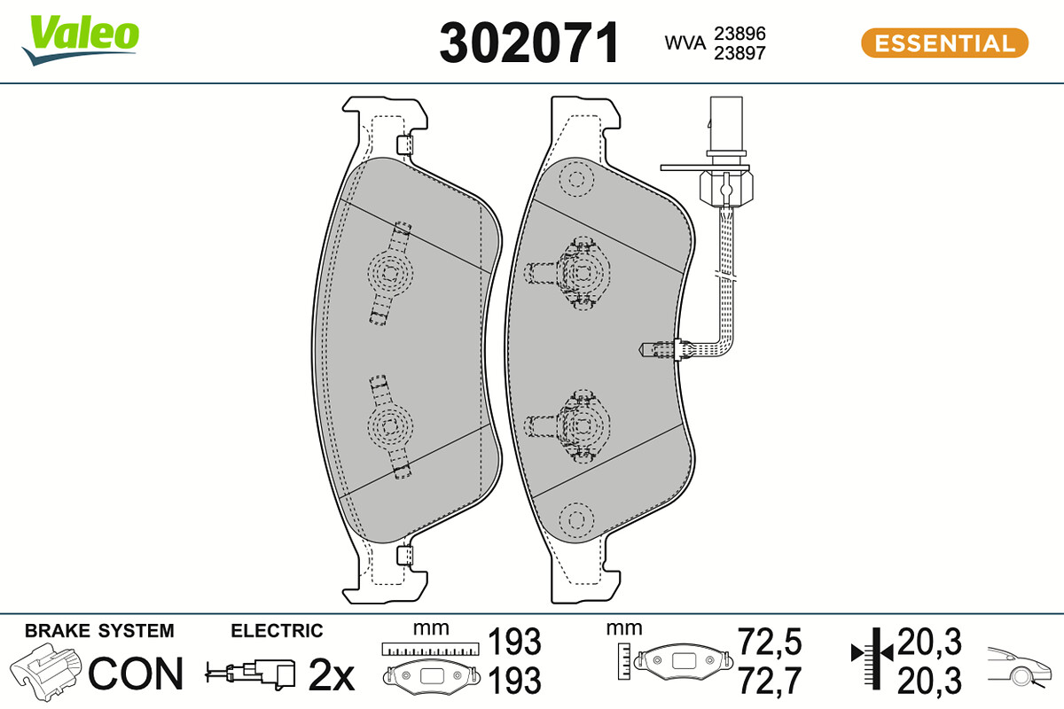 Jeu de 4 plaquettes de frein VALEO ref. 302071